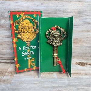Ganz A‎ Key for Santa Brass Tone Metal Christmas Ornament with Storybook Box